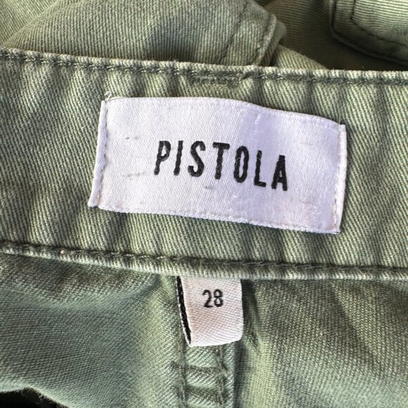 PISTOLA Pants Size 28 Tammy High Rise Ankle Button Hem Colonel Green - Picture 4 of 10